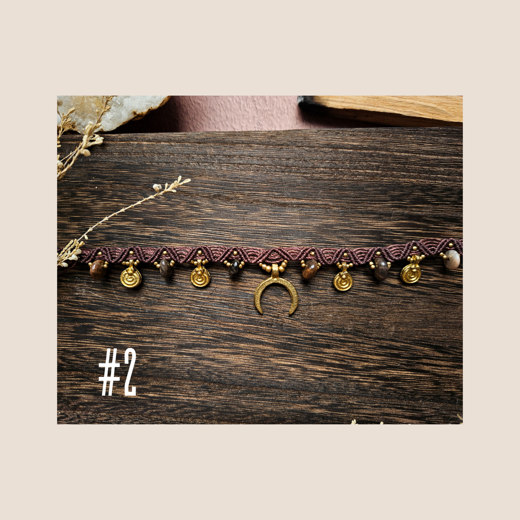 Collier Talisman en Macramé & Pierres Naturelles (ras de cou)