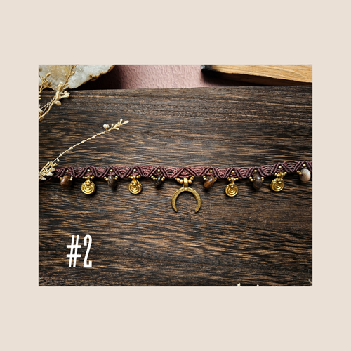 Collier Talisman en Macramé & Pierres Naturelles (ras de cou)
