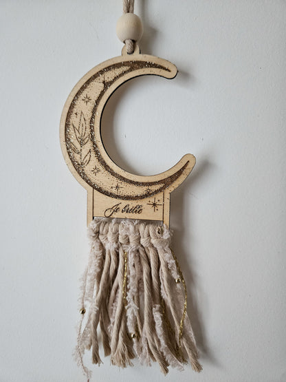 Talisman Lune en Bois & Macramé – Je brille