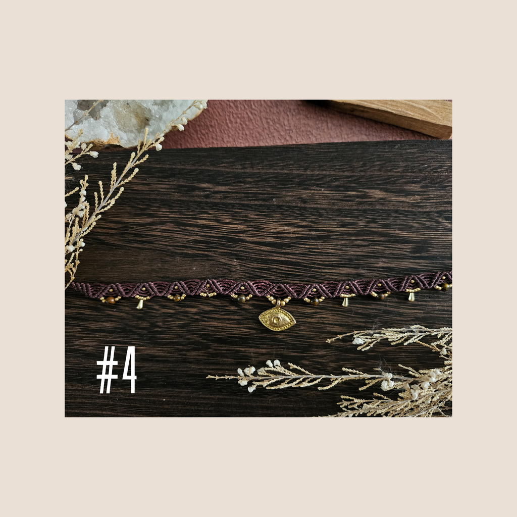 Collier Talisman en Macramé & Pierres Naturelles (ras de cou)