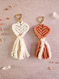 Porte-clé Cœur " Sophie " en macramé & Pierre de Soleil -