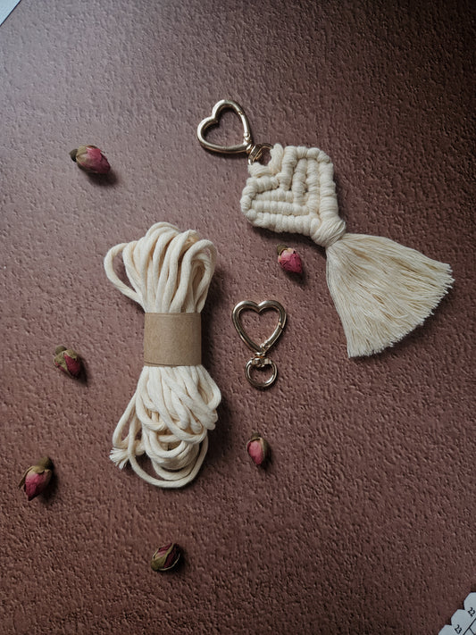KIT DIY porte clé cœur - corde peignée 𖹭