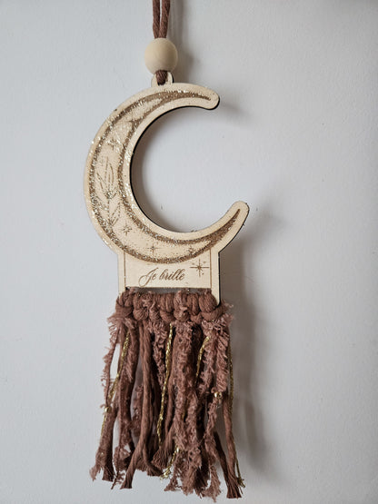 Talisman Lune en Bois & Macramé – Je brille