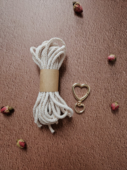 KIT DIY porte clé cœur - corde tressée 𖹭